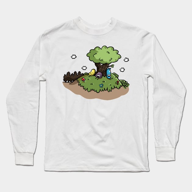 Friends Chilling Under A Tree Long Sleeve T-Shirt by HappyLand